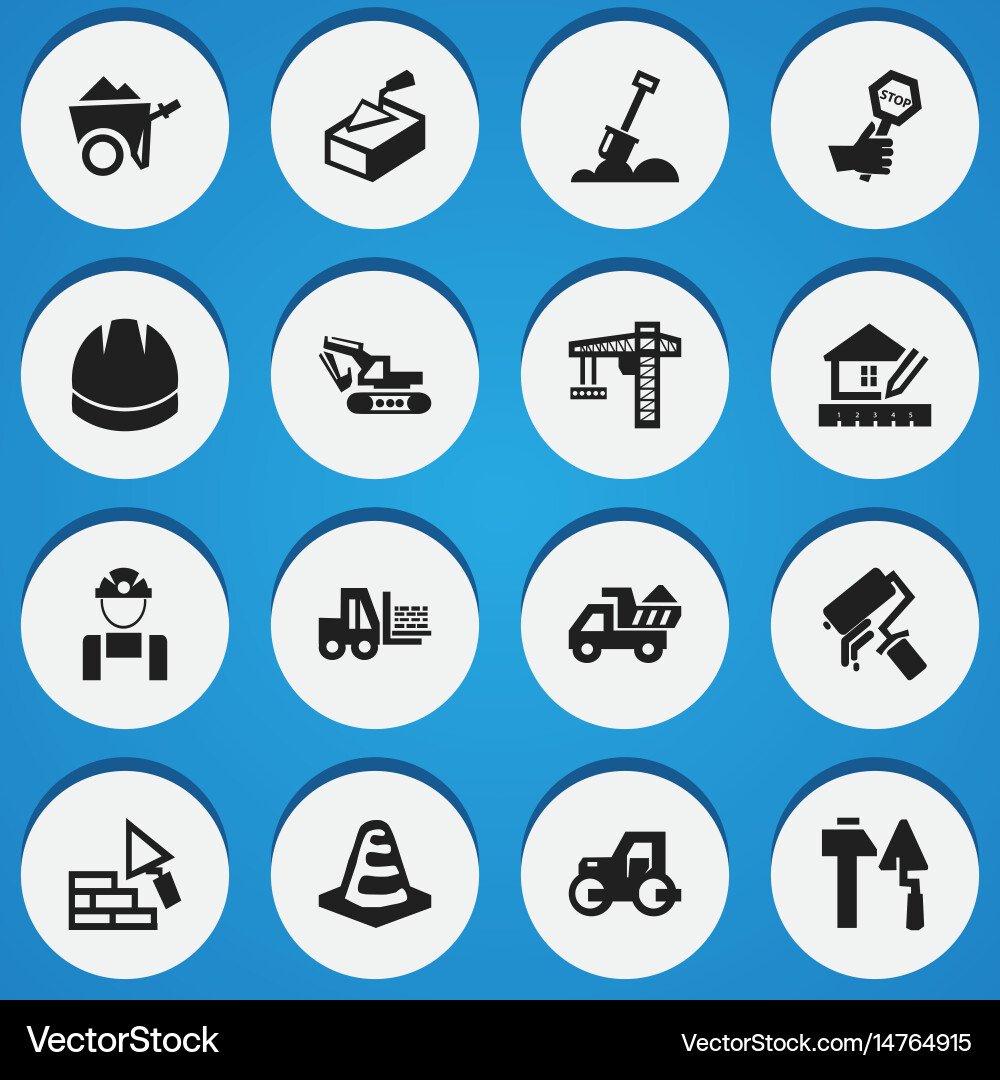 Set of 16 editable structure icons includes vector image