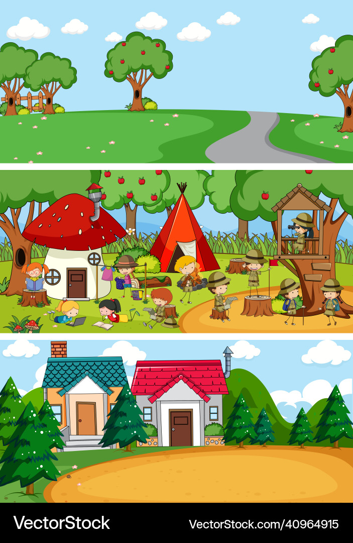 Set of different horizontal scenes background Set of different horizontal scenes background vector image