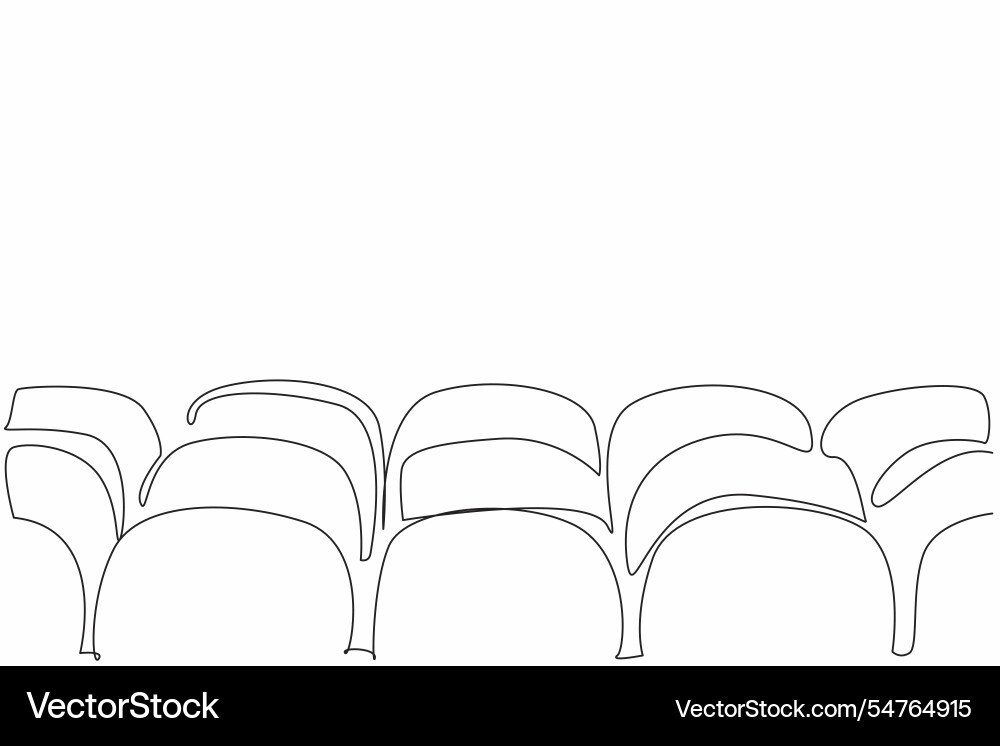 Single continuous line drawing rows of theater Single continuous line drawing rows of theater vector image