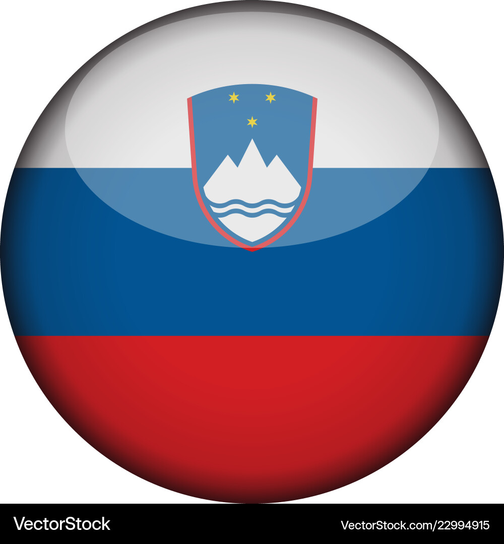 Slovenia flag in glossy round button of icon Vector Image