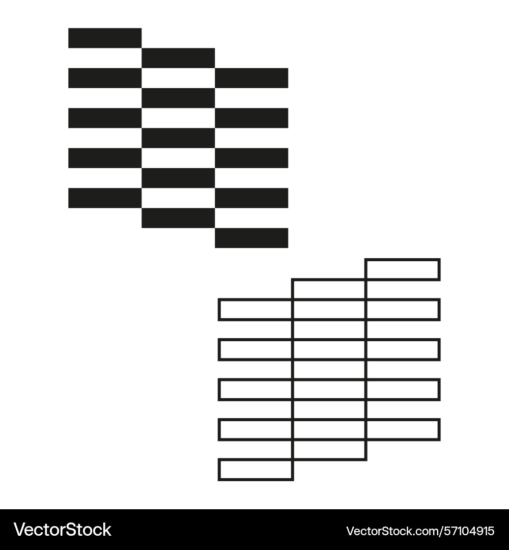 Striped block icons checkerboard line design Vector Image
