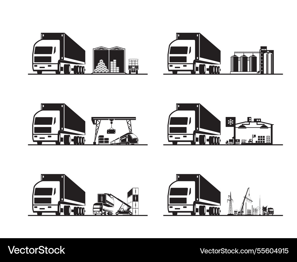 Trucks transport containers for various industries Trucks transport containers for various industries vector image