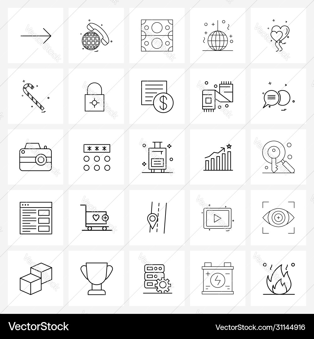 25 universal line icons for web and mobile vector image
