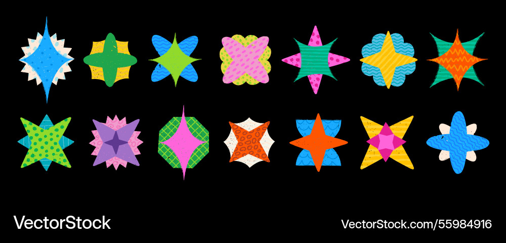Abstract stars with simple patterns Abstract stars with simple patterns vector image