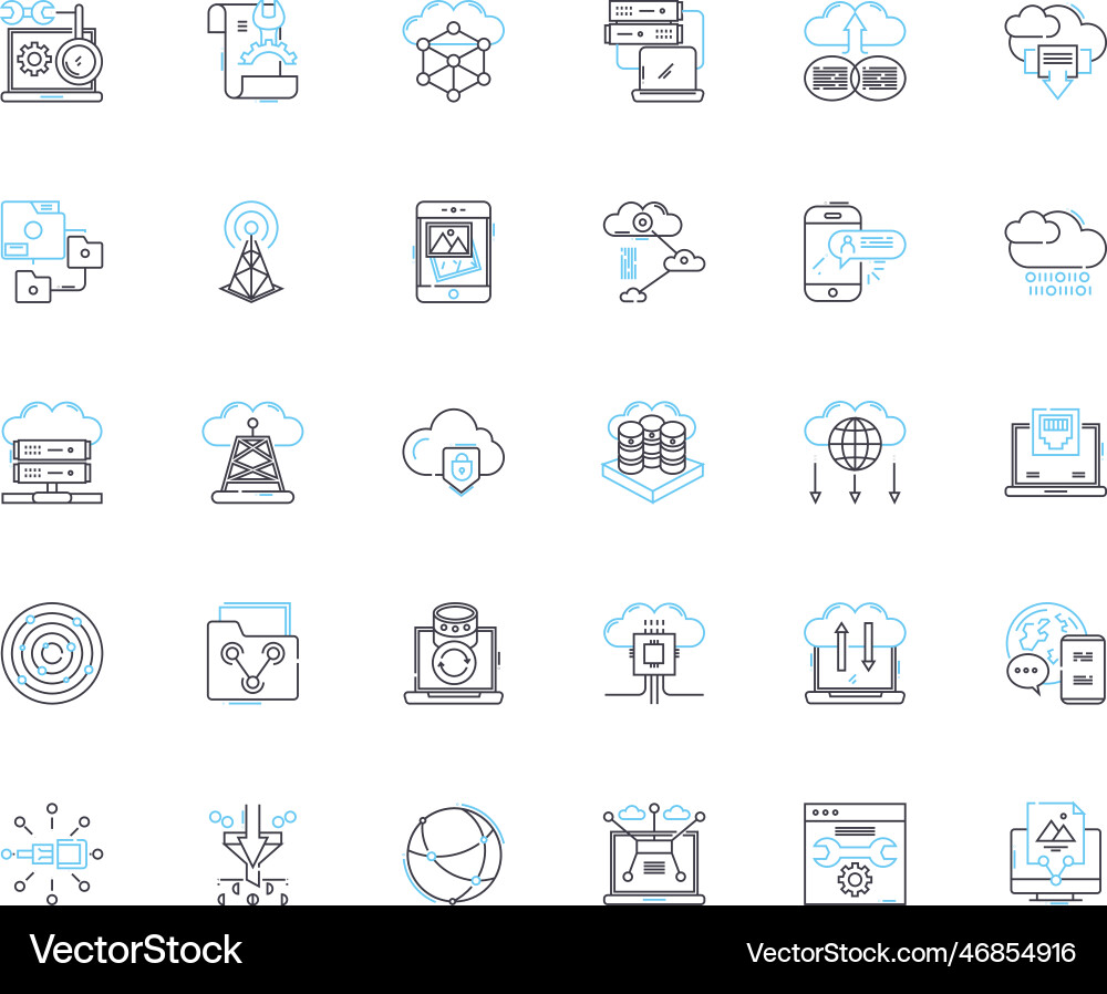 Data analytics linear icons set insight trends vector image
