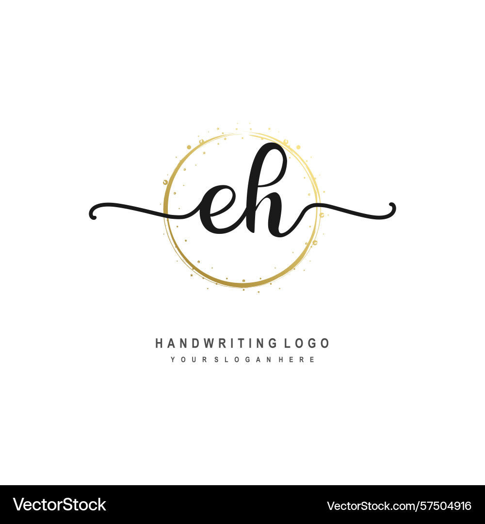 Eh initial handwriting logo with circular wave Vector Image