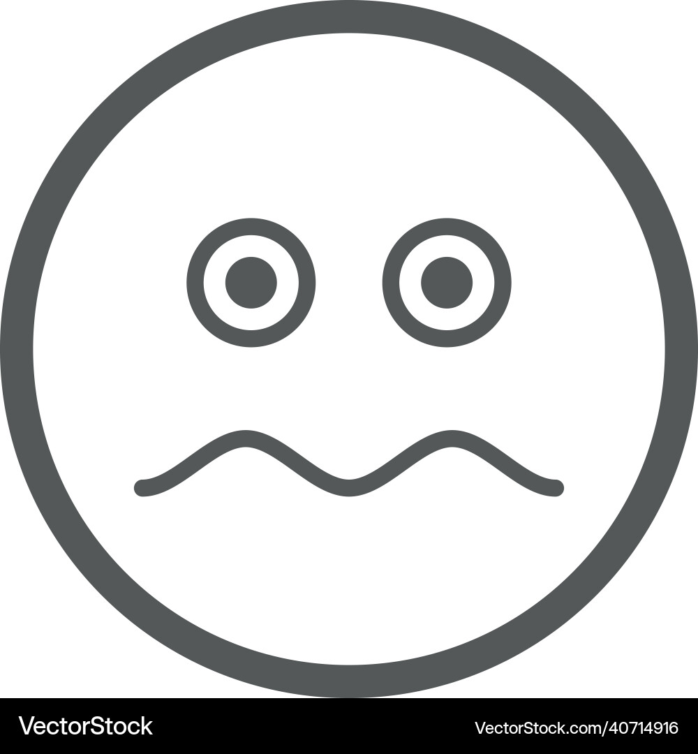 Frustrated face round line emoji unhappy vector image