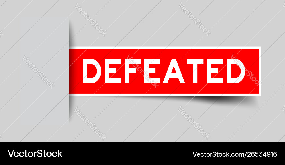 Label sticker red color in word defeated Label sticker red color in word defeated vector image