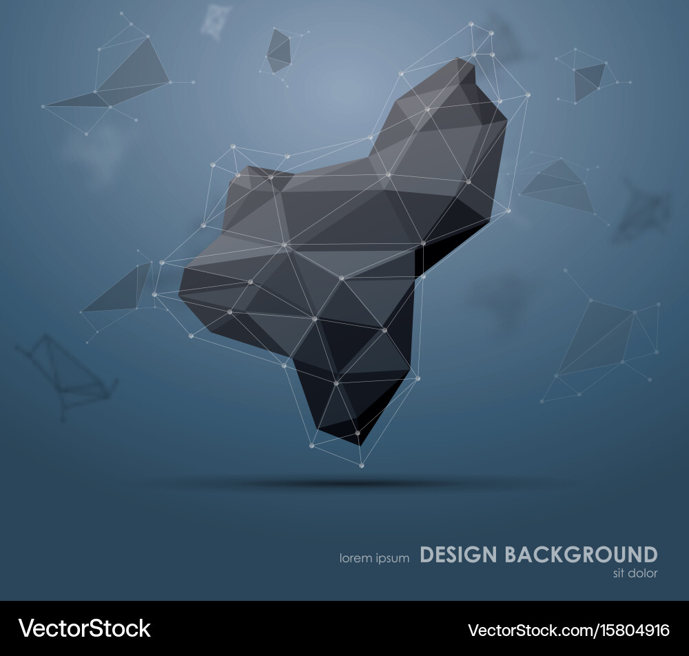 Low polygon geometry elements abstract geometric vector image