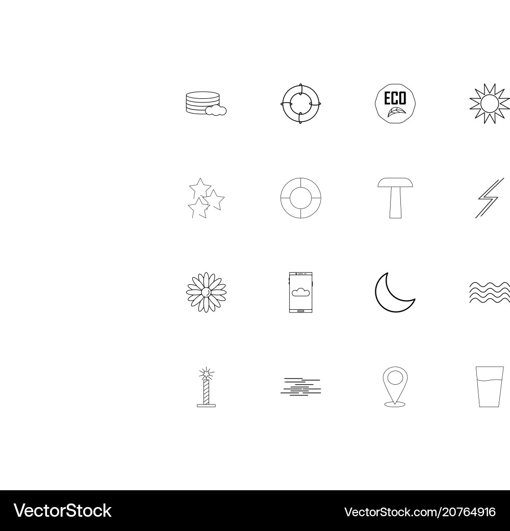 Nature linear thin icons set outlined simple Vector Image