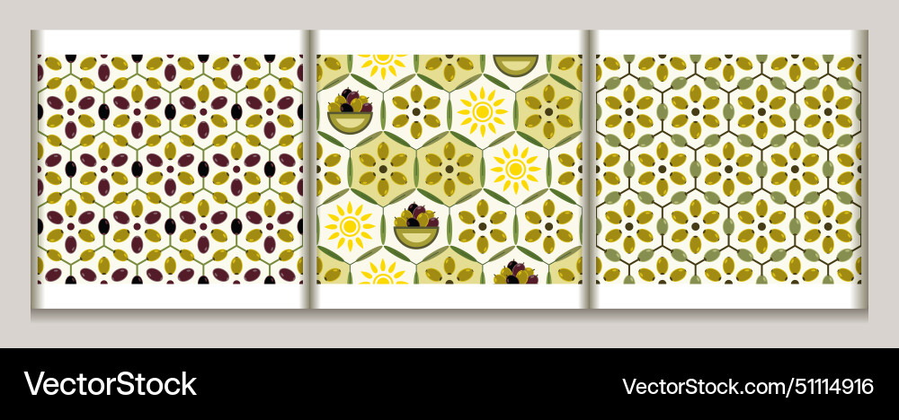 Patterns with olives icons in simple flat style vector image