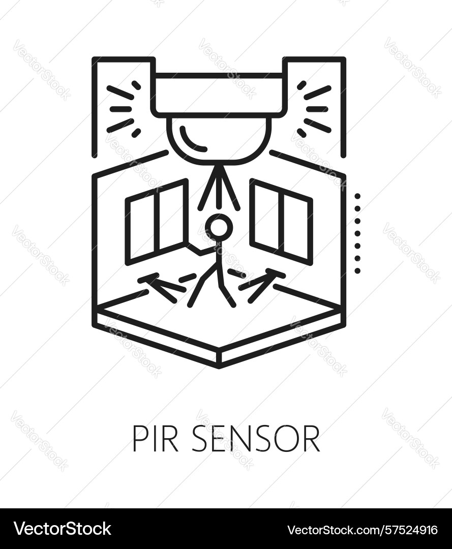 Pir sensor home security device line icon Pir sensor home security device line icon vector image