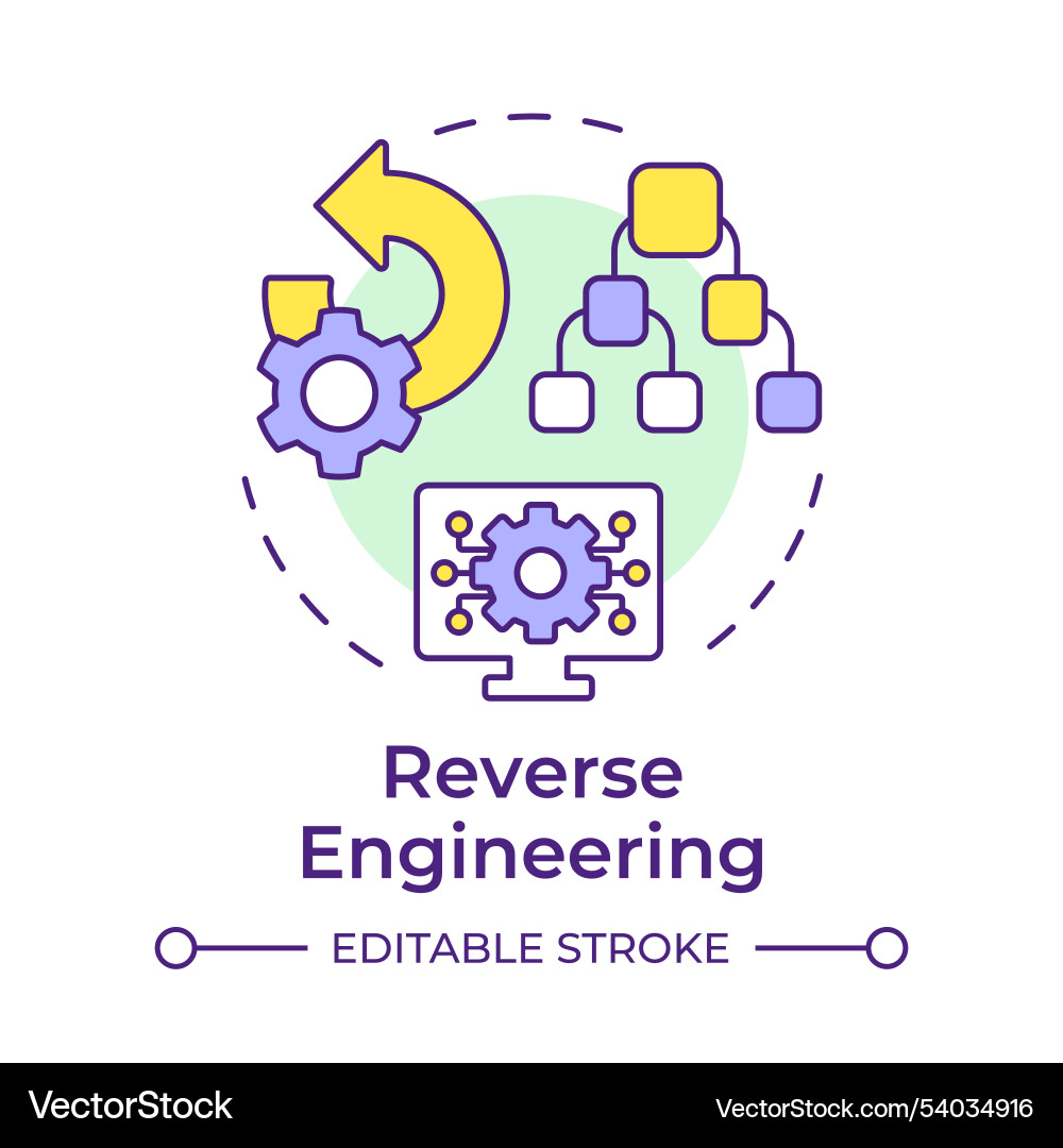 Reverse engineering multi color concept icon Reverse engineering multi color concept icon Vector Image