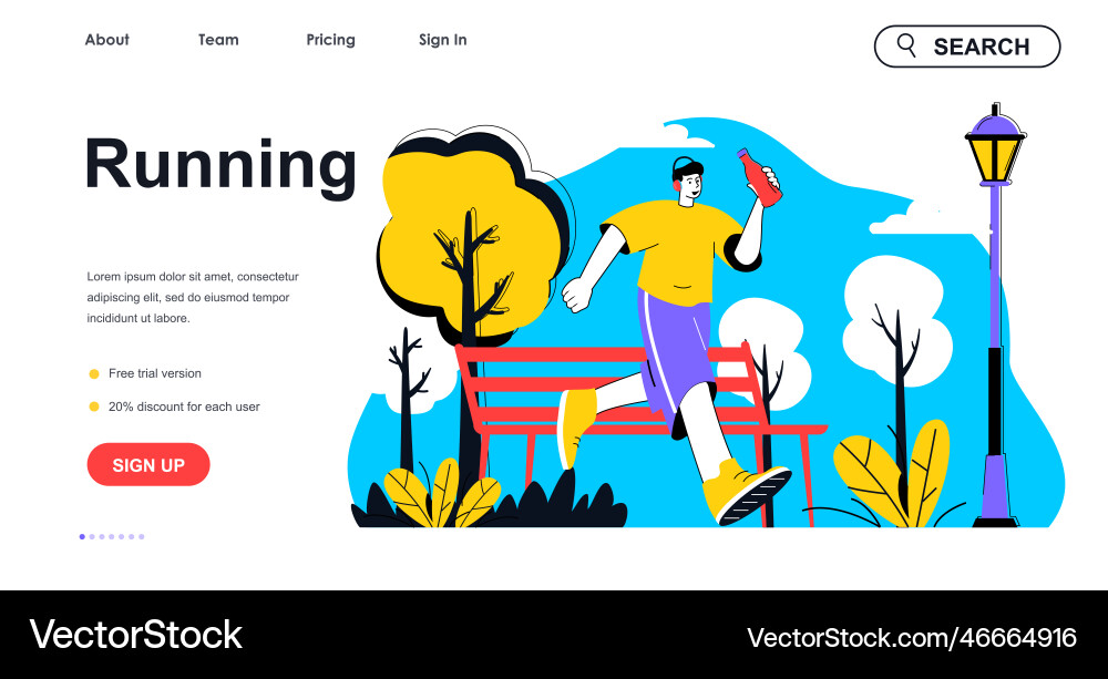 Running Concept For Landing Page Template Vector Image Running Concept For Landing Page Template Vector Image