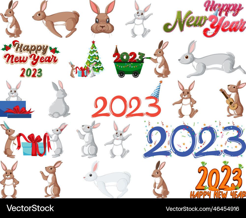 Set of 2023 new year element icon Set of 2023 new year element icon vector image