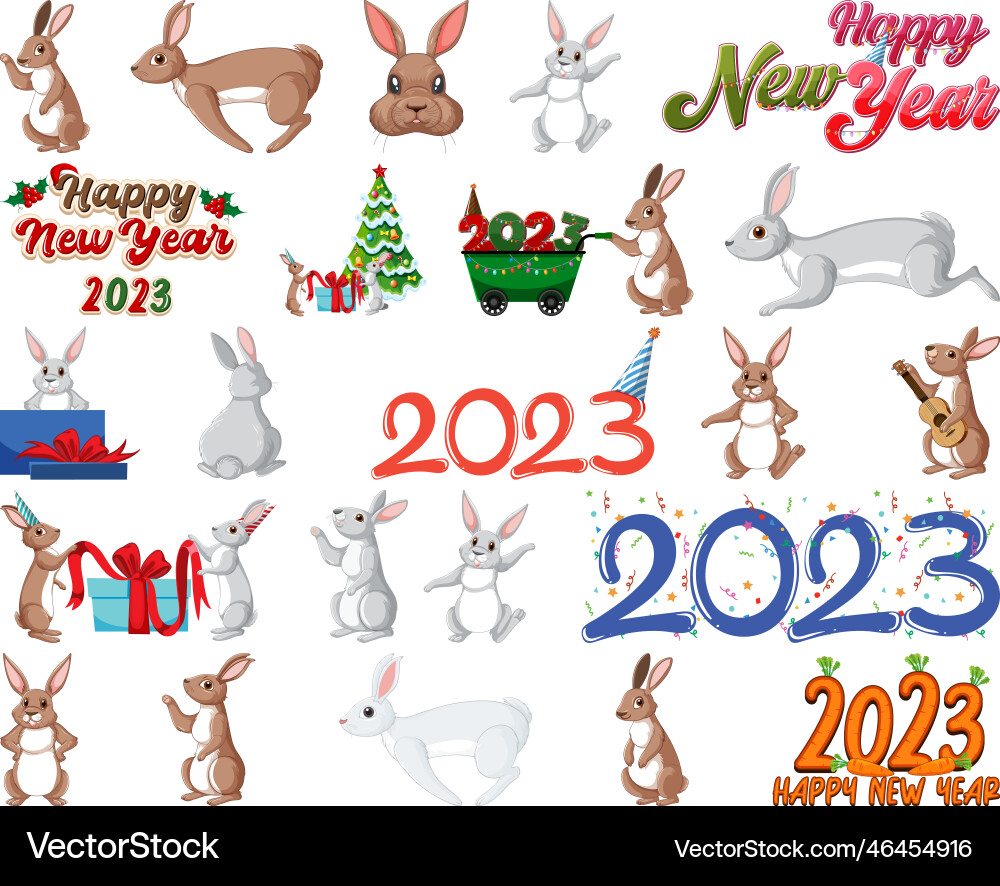 Set of 2023 new year element icon vector image