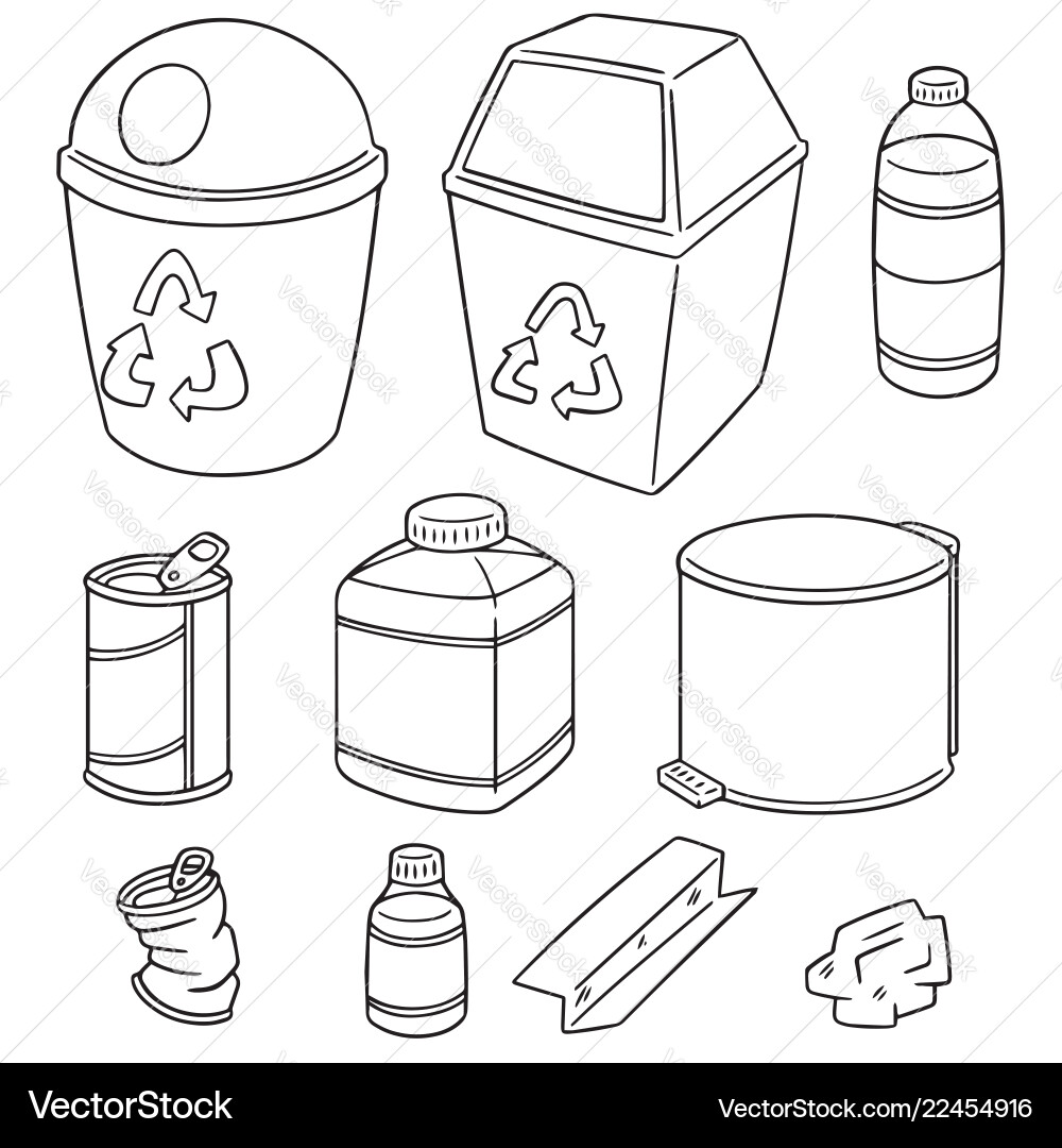 Set of recycle garbage Set of recycle garbage vector image