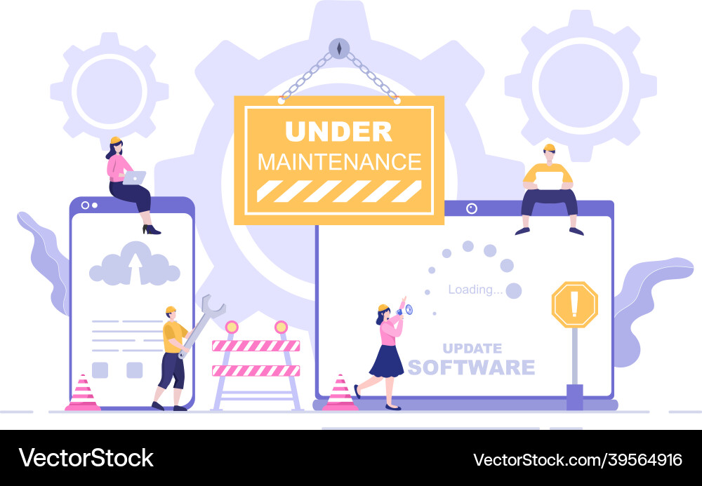 Software system under maintenance error website Software system under maintenance error website vector image