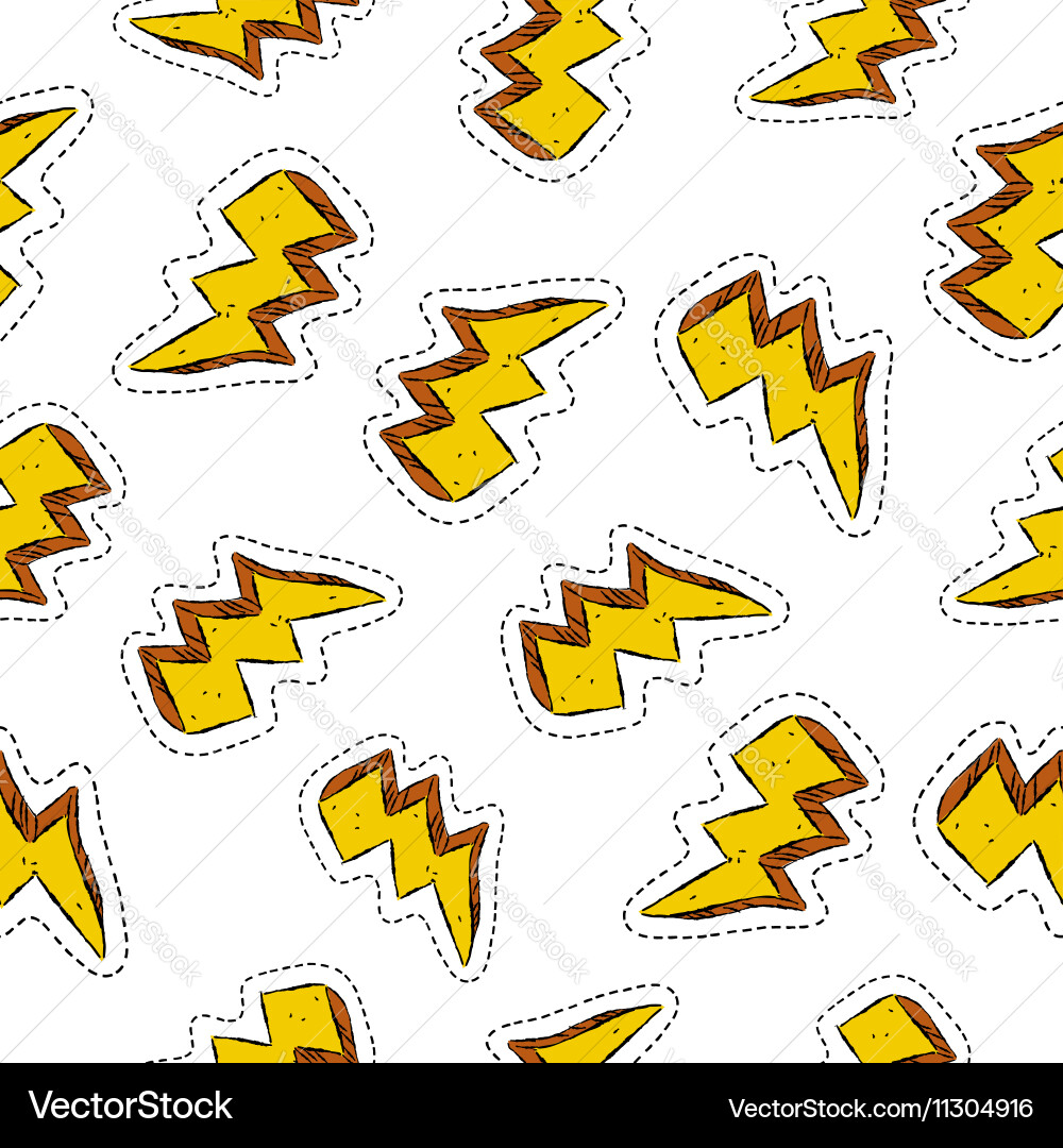 Thunder ray retro patch icon seamless pattern Vector Image