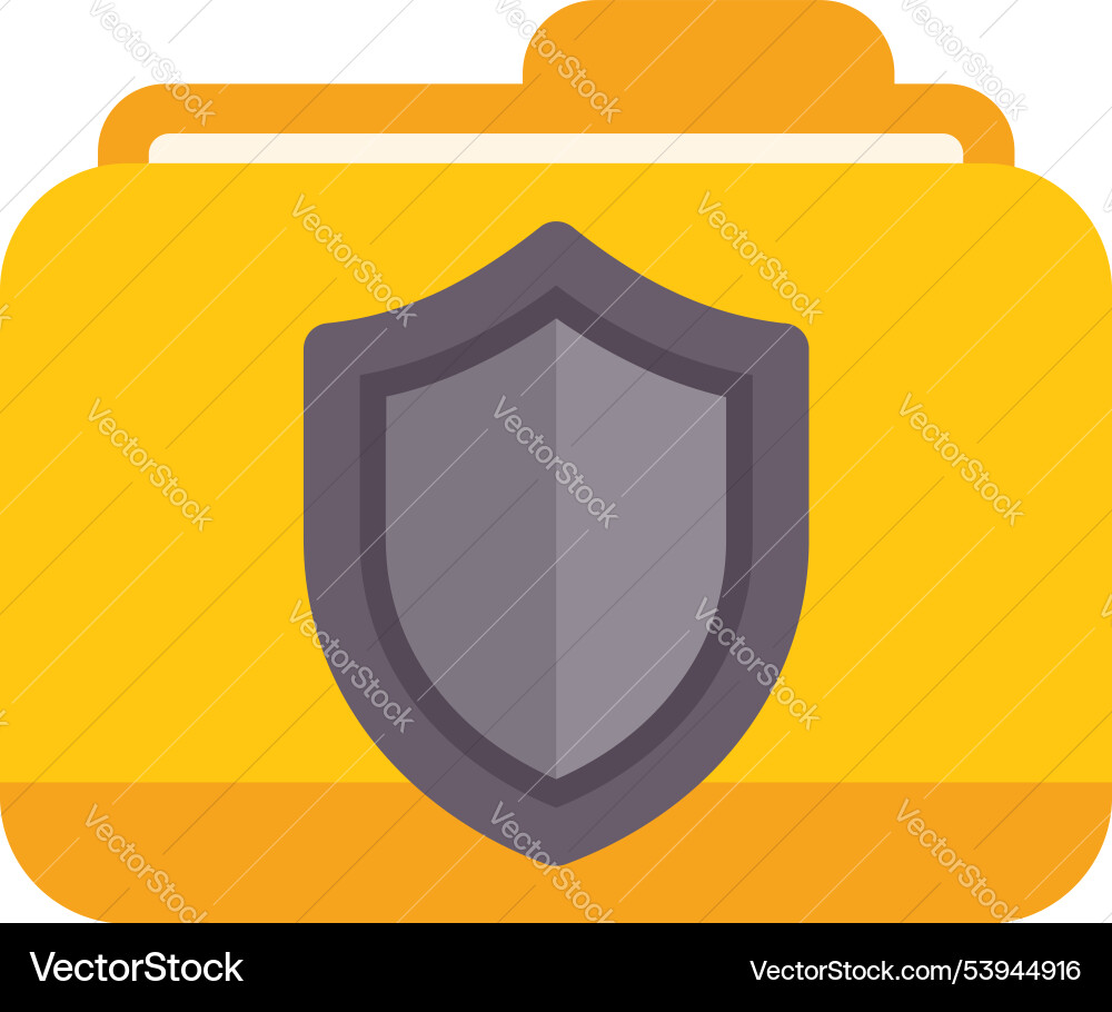 Yellow folder icon protecting data with a shield Yellow folder icon protecting data with a shield vector image