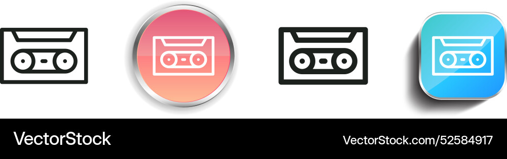 Cassette icon thin linear regular and button style vector image