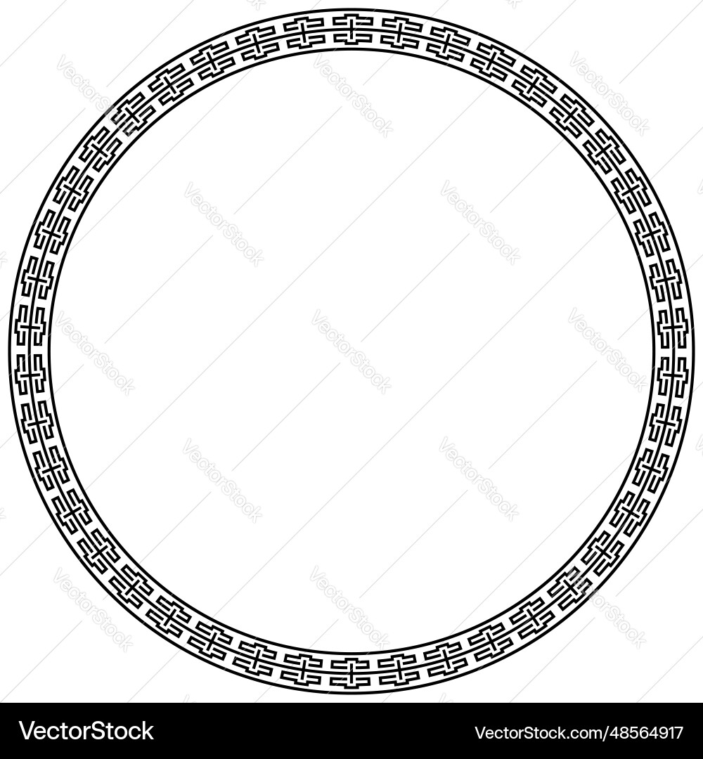 Circle border with seamless meander pattern vector image