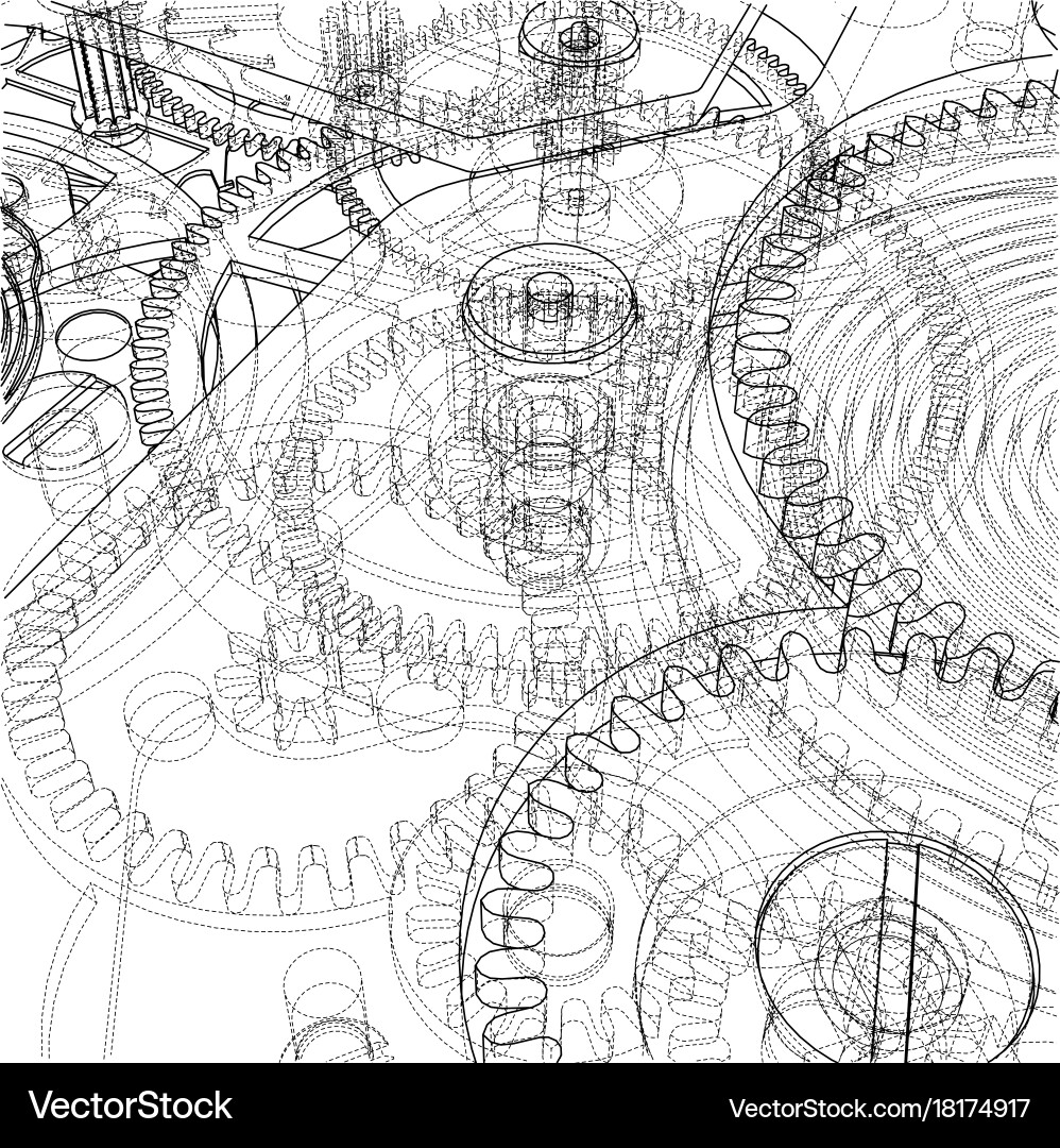 Cogs and gears of clock vector image