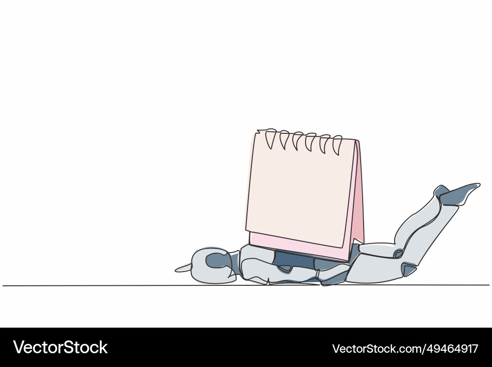 Continuous one line drawing stressed robot under vector image