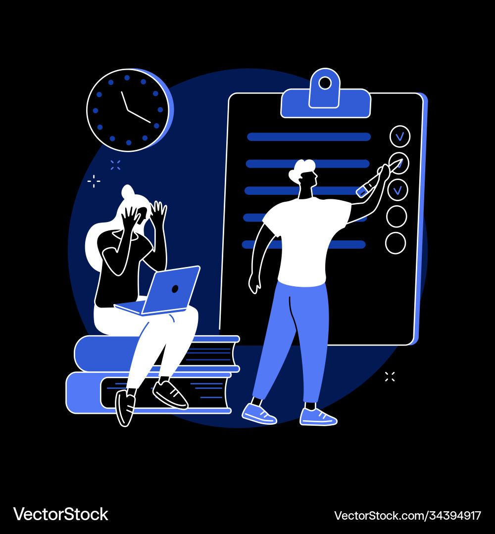 Exams and tests abstract concept Exams and tests abstract concept vector image
