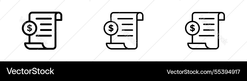 File invoice icons in three different stroke lines File invoice icons in three different stroke lines vector image