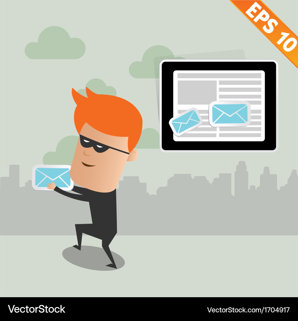 Hacker Stealing Email - Cybersecurity Concept vector image