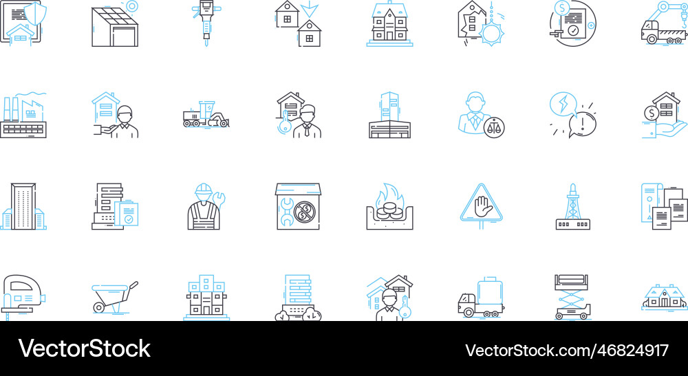 Metropolis building linear icons set skyscraper Metropolis building linear icons set skyscraper Vector Image