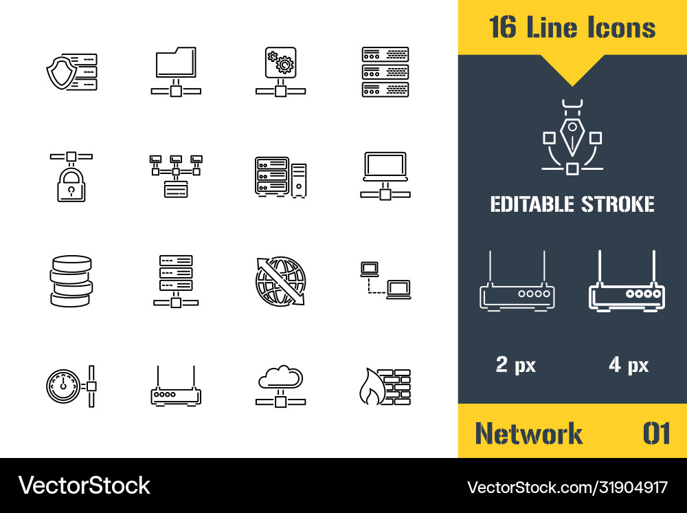 Network hosting server icons set thin line icon Network hosting server icons set thin line icon Vector Image