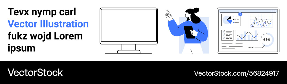 Office worker analyzing data charts with tablet Office worker analyzing data charts with tablet vector image