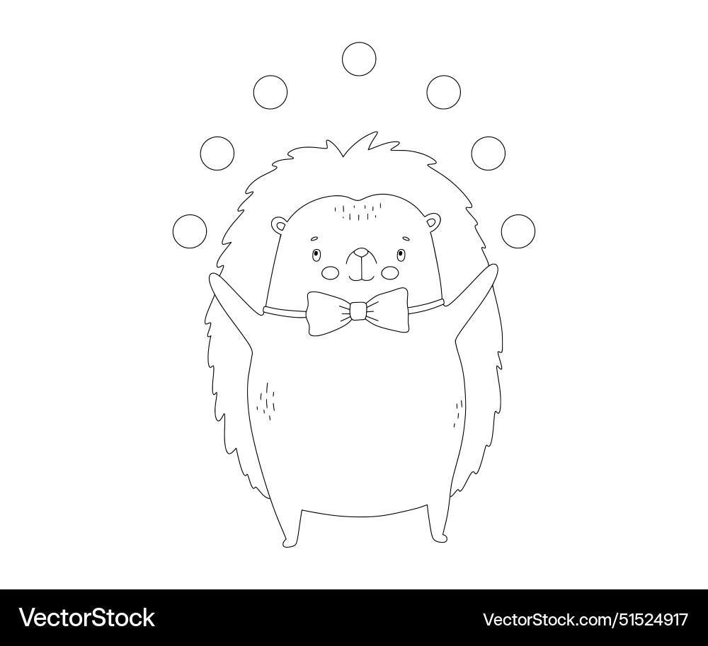 Outline niedliche Baby Zirkus-Hedgehog mit bunten Outline niedliche Baby Zirkus-Hedgehog mit bunten vektorbild