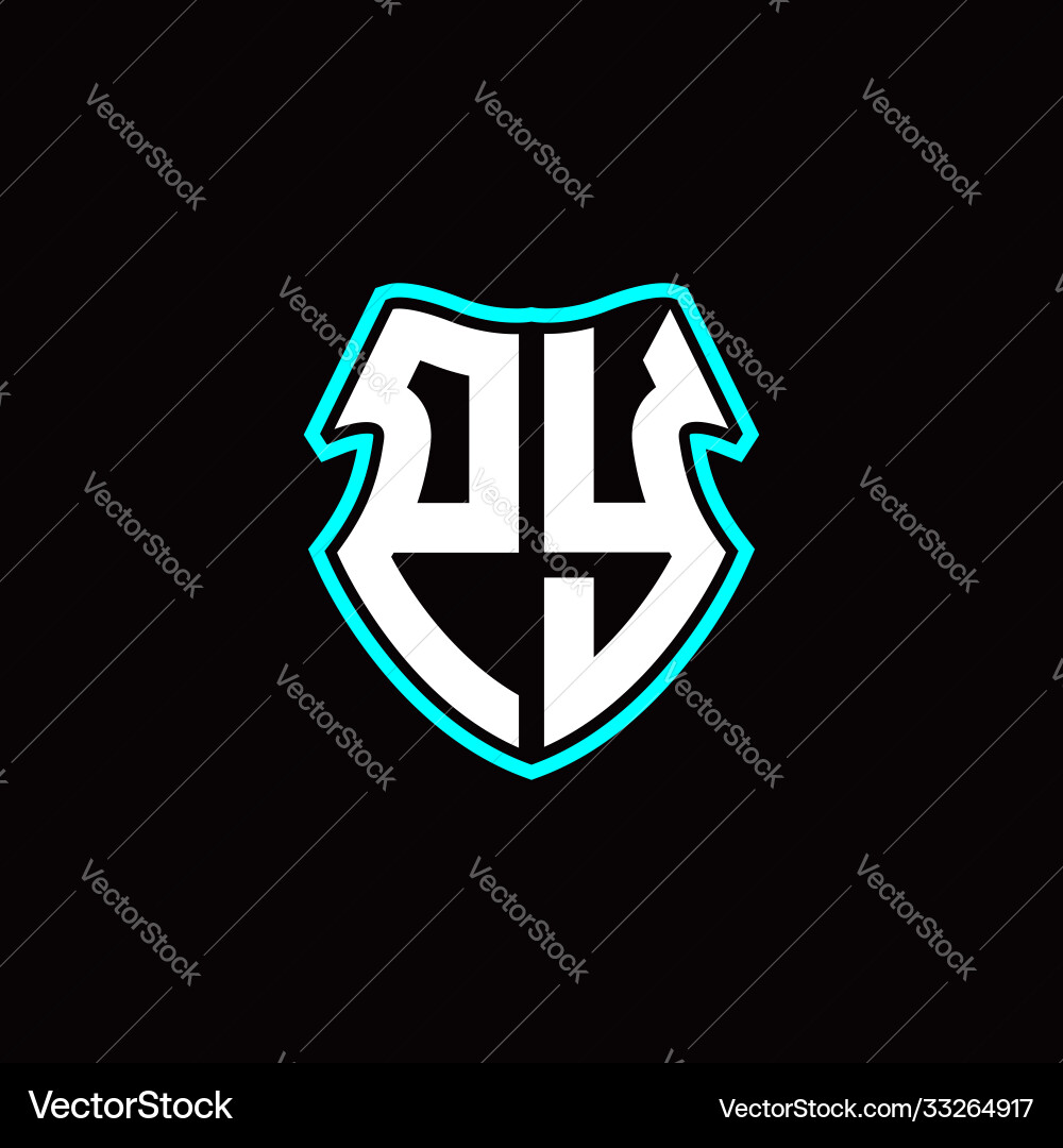 P y initial logo design with a shield shape Vector Image