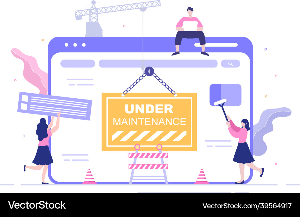 Software system under maintenance error website Software system under maintenance error website vector image
