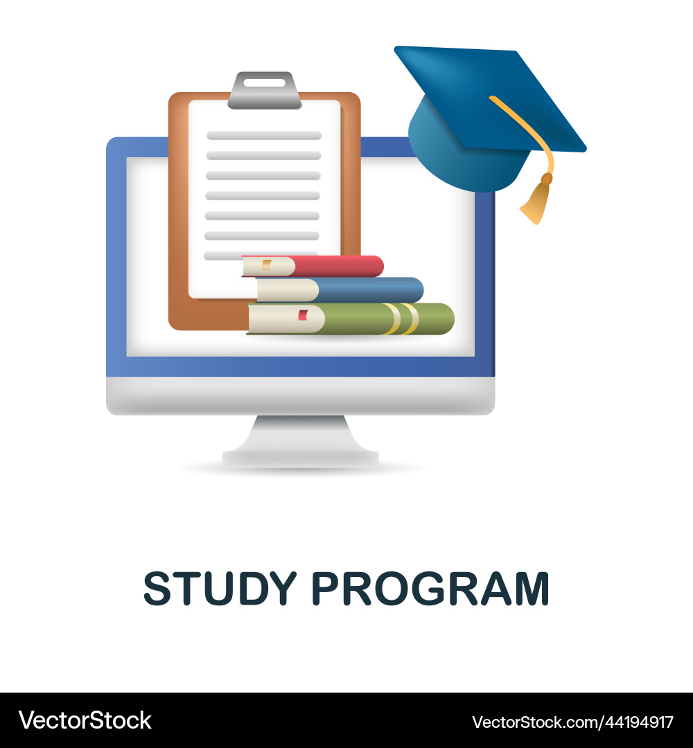Study program icon 3d from e-learning collection Vector Image