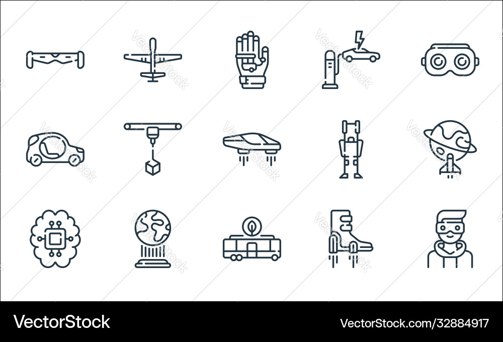Technology future line icons linear set Technology future line icons linear set vector image