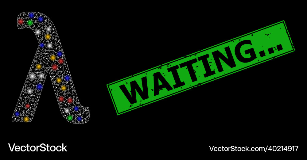 Textured waiting badge with network lambda Textured waiting badge with network lambda Vector Image