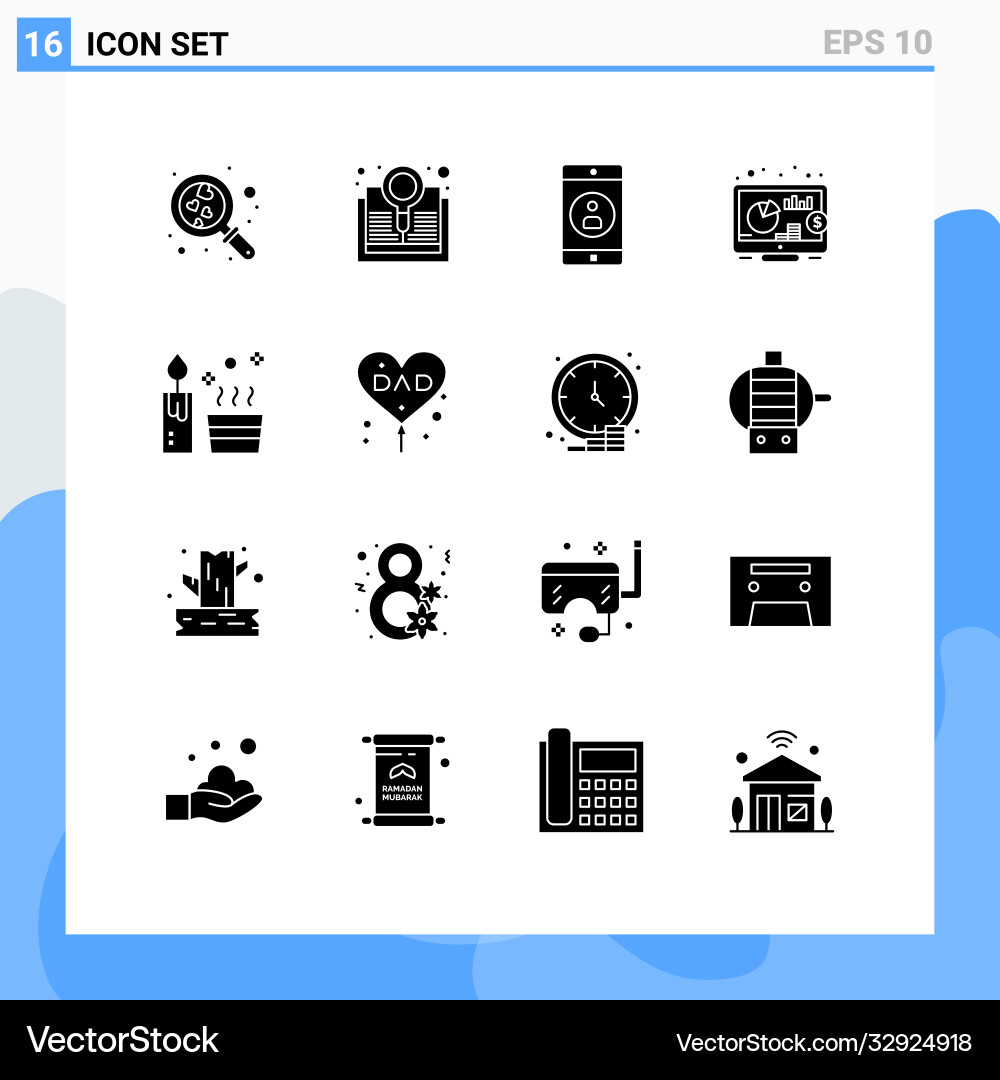 16 universal solid glyphs set for web and mobile Vector Image
