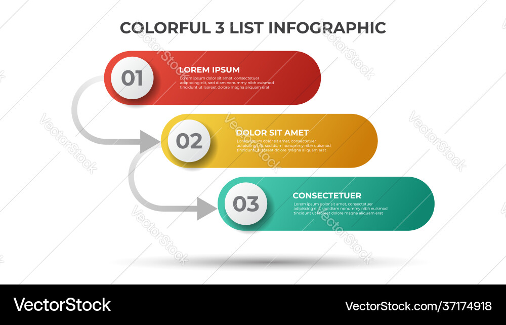 3 Point List Diagram with Arrows - Steps & Process vector image
