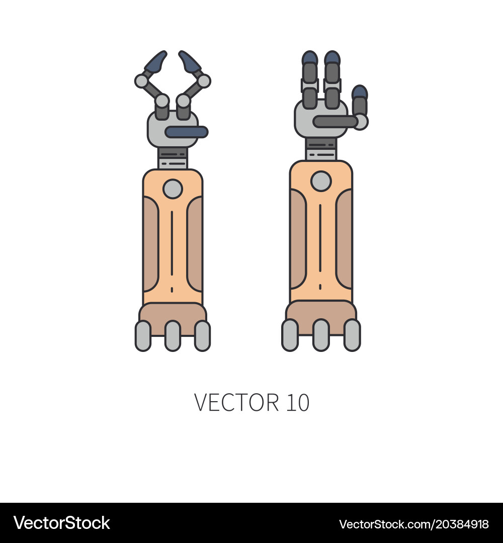 Bionic robot arm prosthesis line icon set Vector Image