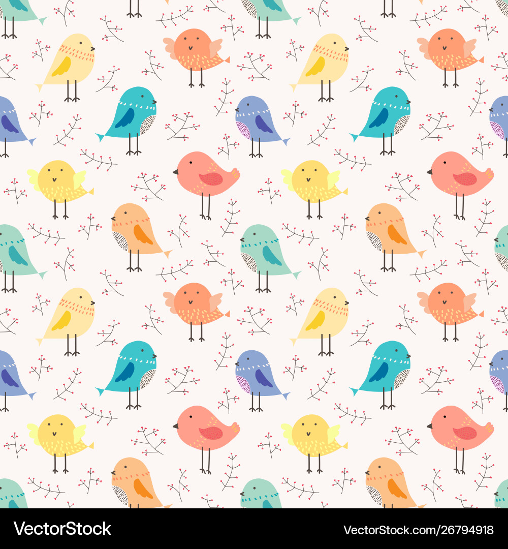 Charming Bird Seamless Pattern vector image