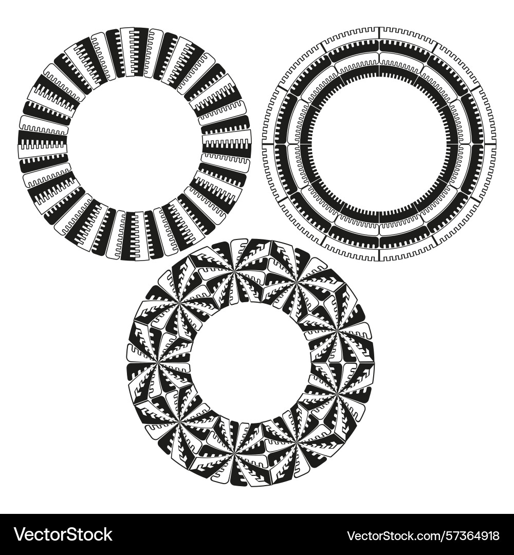 Circular pattern set abstract ring elements Circular pattern set abstract ring elements vector image