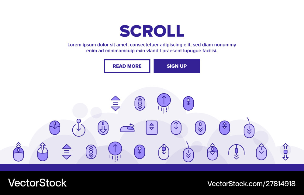 Collection scroll thin line sign icons set vector image