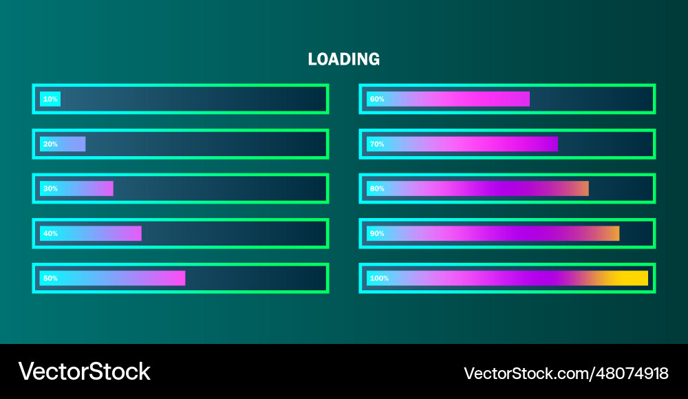 Colorful loading bar set modern web element Colorful loading bar set modern web element vector image