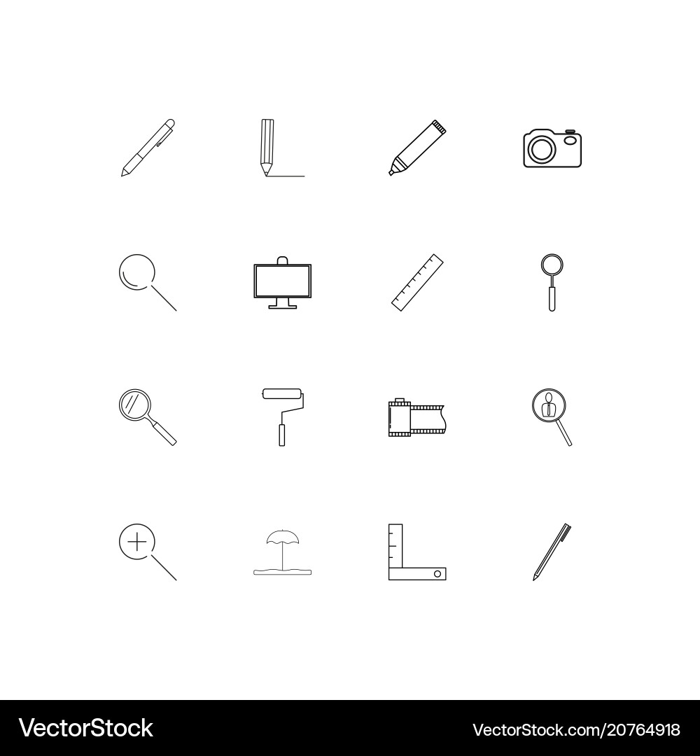Creative process and design linear thin icons set Vector Image