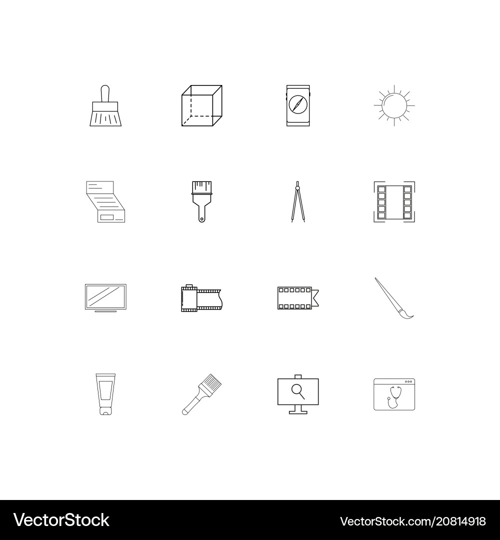 Creative process and design linear thin icons set vector image