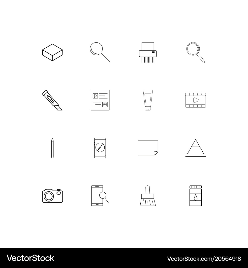Creative process and design simple linear icons Vector Image